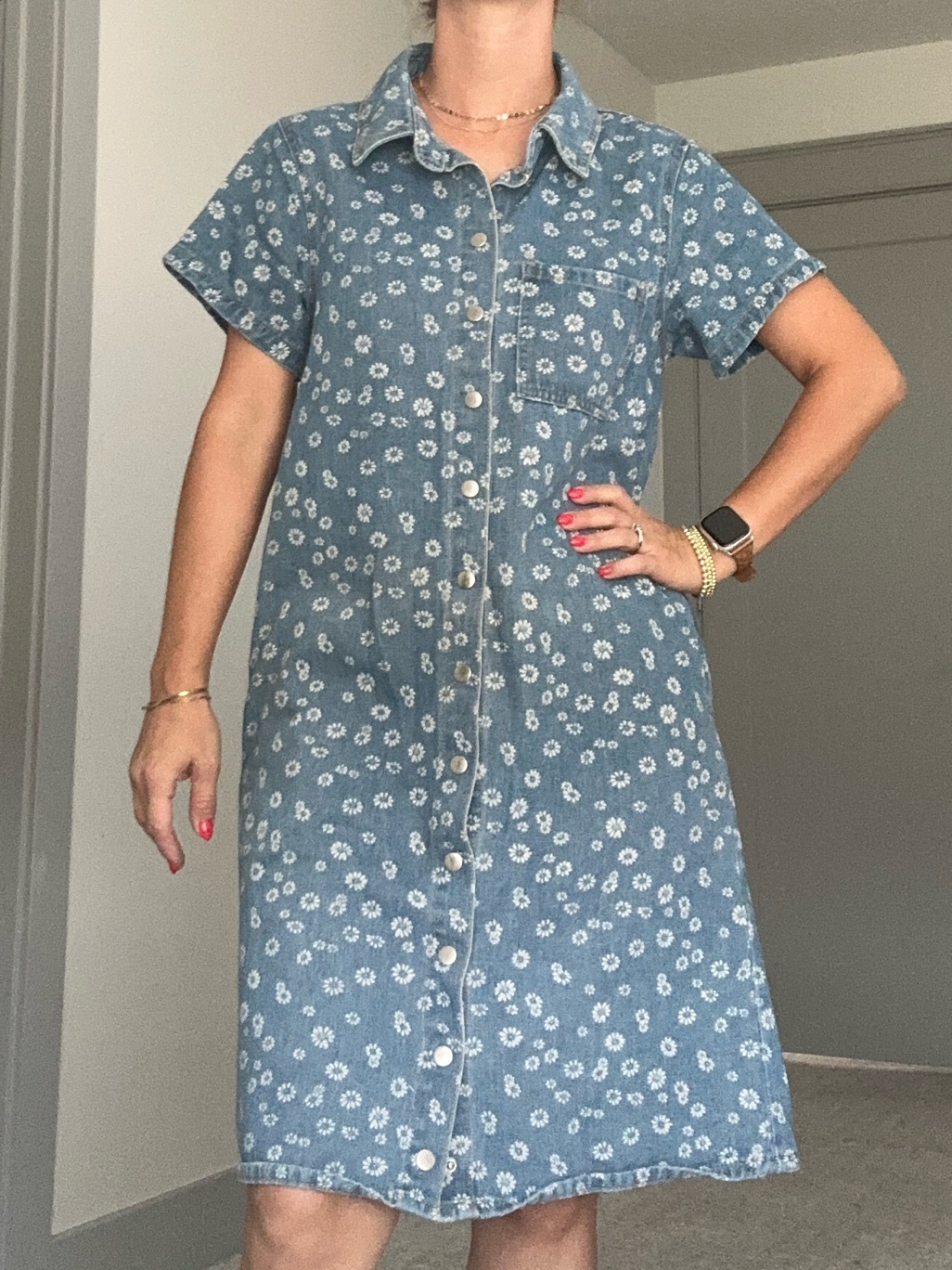 Pink Desert Blue Floral Denim Shirt Dress — image 5 of 7
